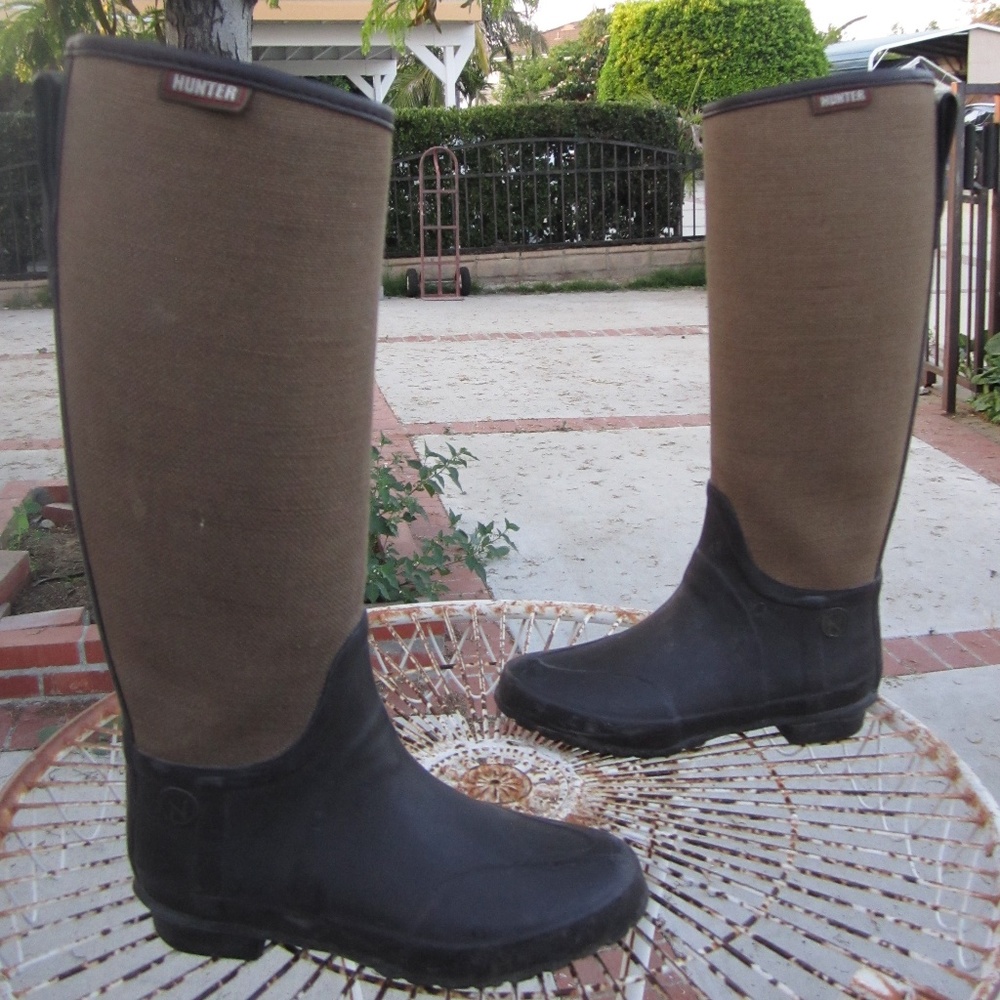 HUNTER LADY N  TWEED  38/ 8 US RUBBER RAIN BOOTS